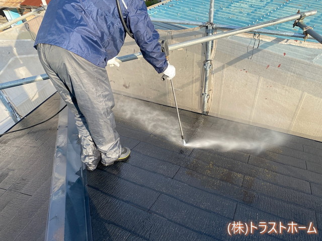 福岡県内住宅屋根高圧洗浄