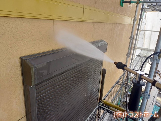福岡県内住宅外壁高圧洗浄