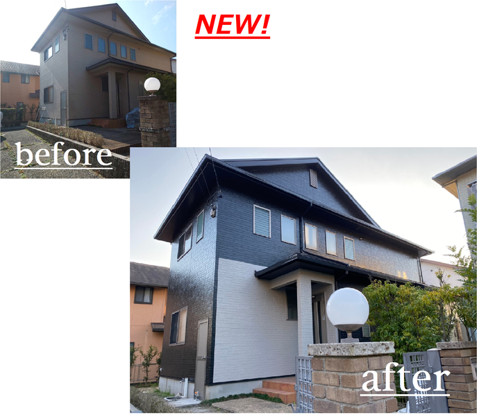 福岡市東区築14年の一戸建て住宅塗装（屋根・外壁）の施工後画像
