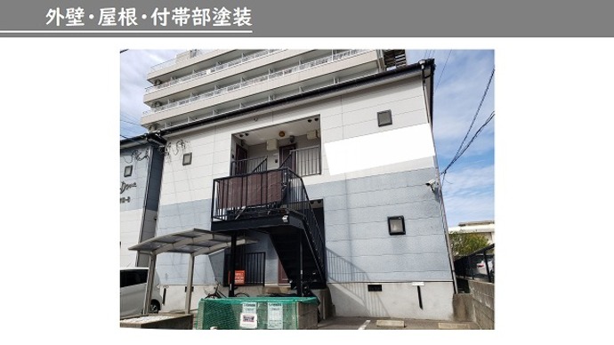 福岡市西区2階建てアパート　外壁・屋根・付帯部塗装の施工前画像